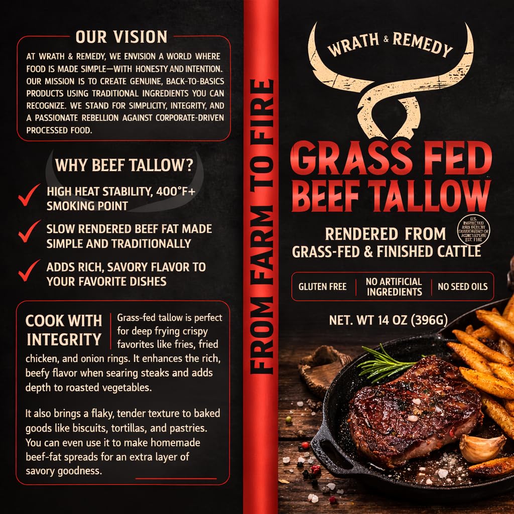 Wrath & Remedy® 100% Grass-Fed Cooking Tallow