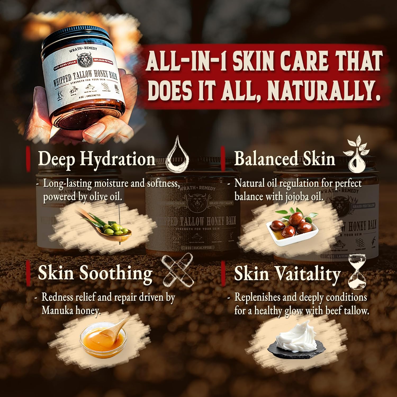 Wrath & Remedy® Whipped Tallow & Honey Balm