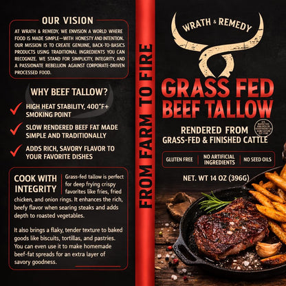 Wrath &amp; Remedy® 100% Grass-Fed Cooking Tallow