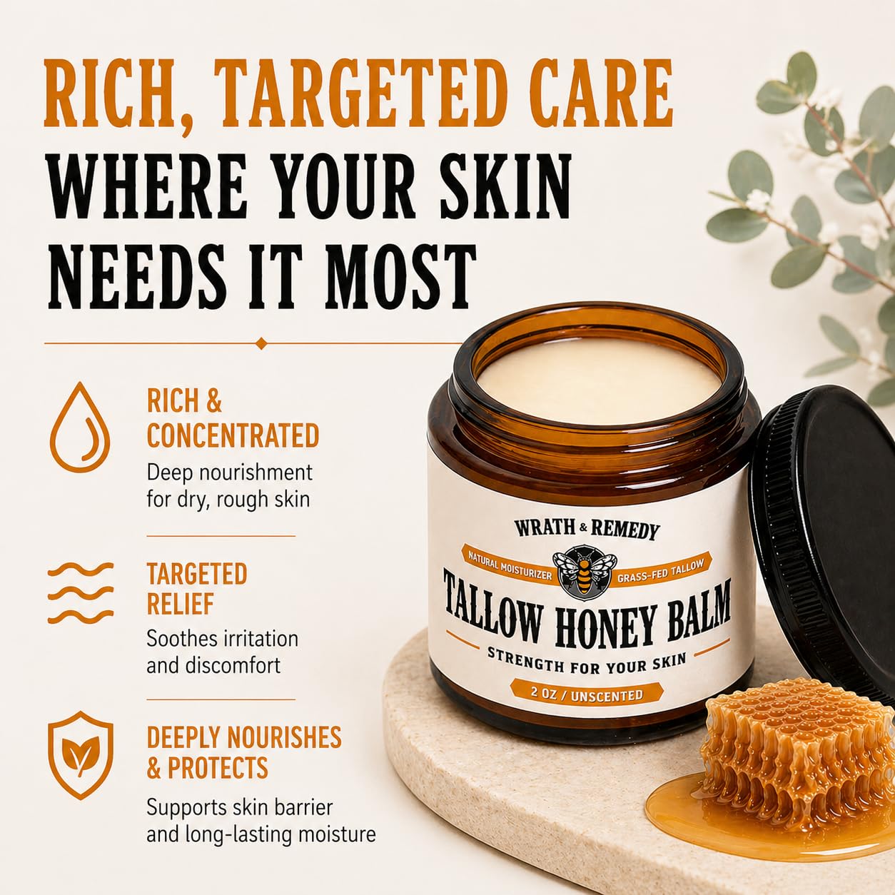 Wrath &amp; Remedy® Tallow &amp; Beeswax Balm - 2oz