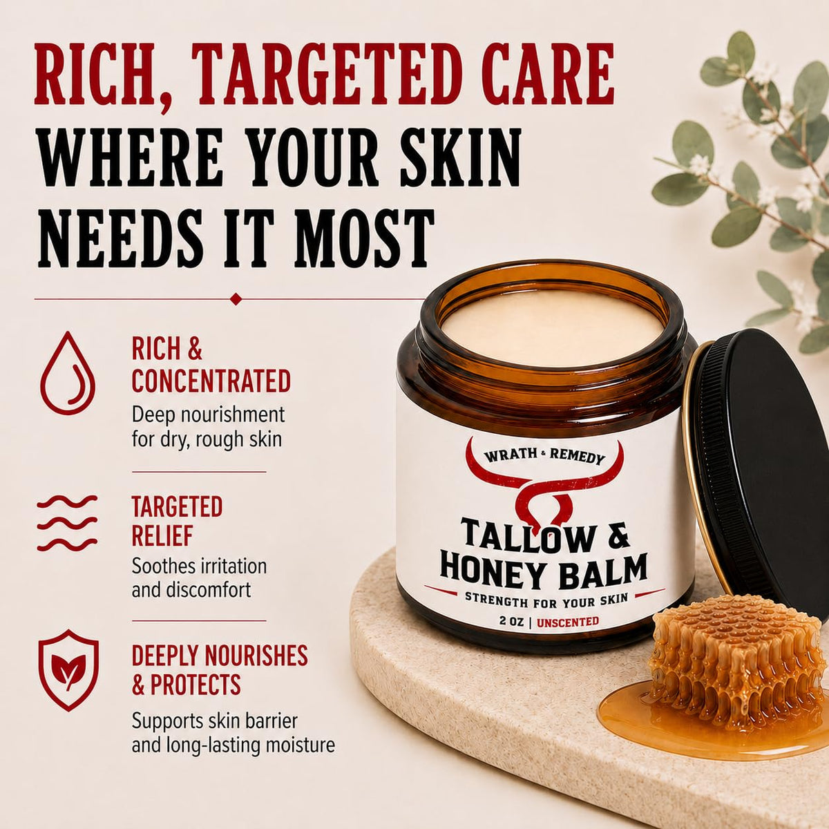 Wrath &amp; Remedy® Tallow &amp; Beeswax Balm - 2oz