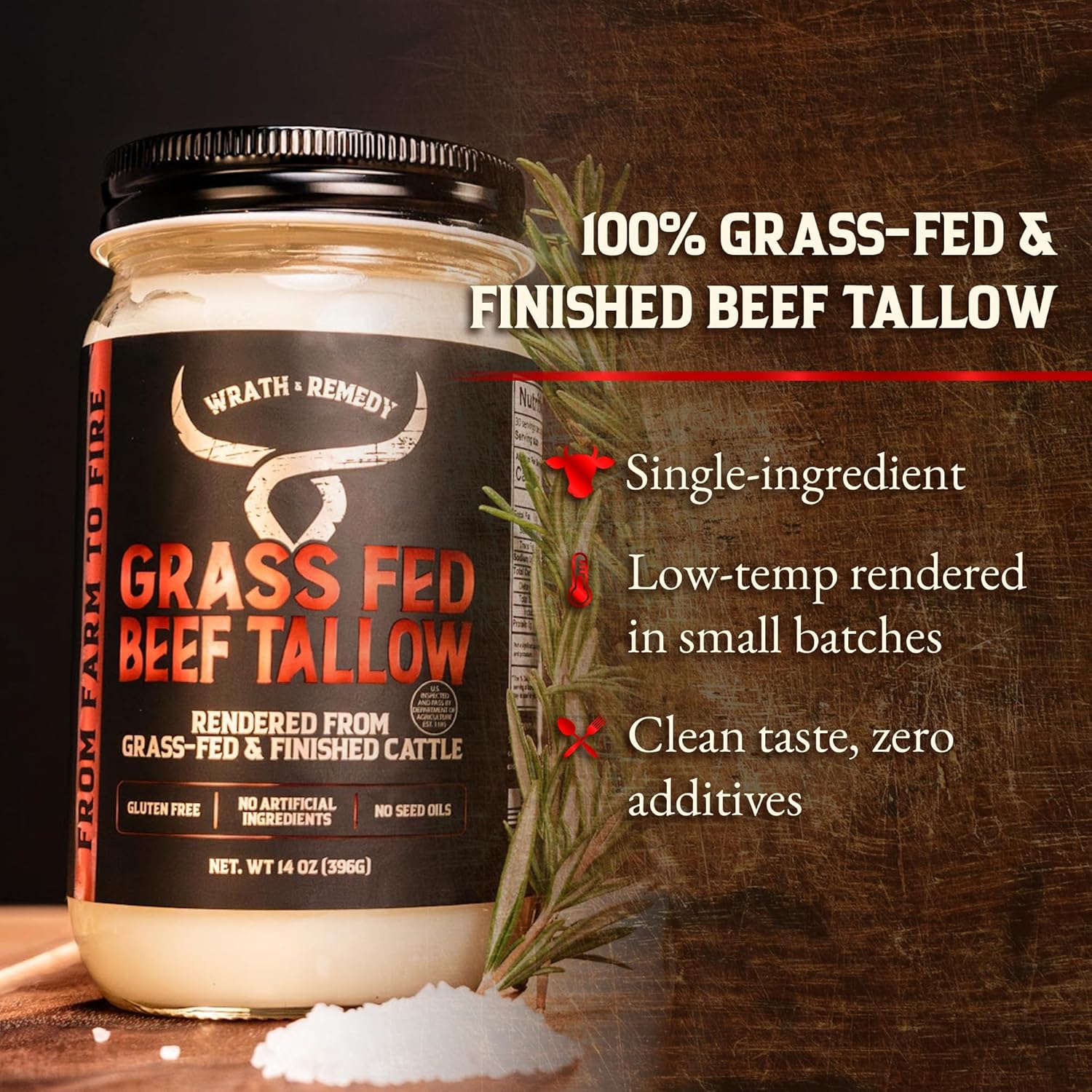 Wrath &amp; Remedy® 100% Grass-Fed Cooking Tallow
