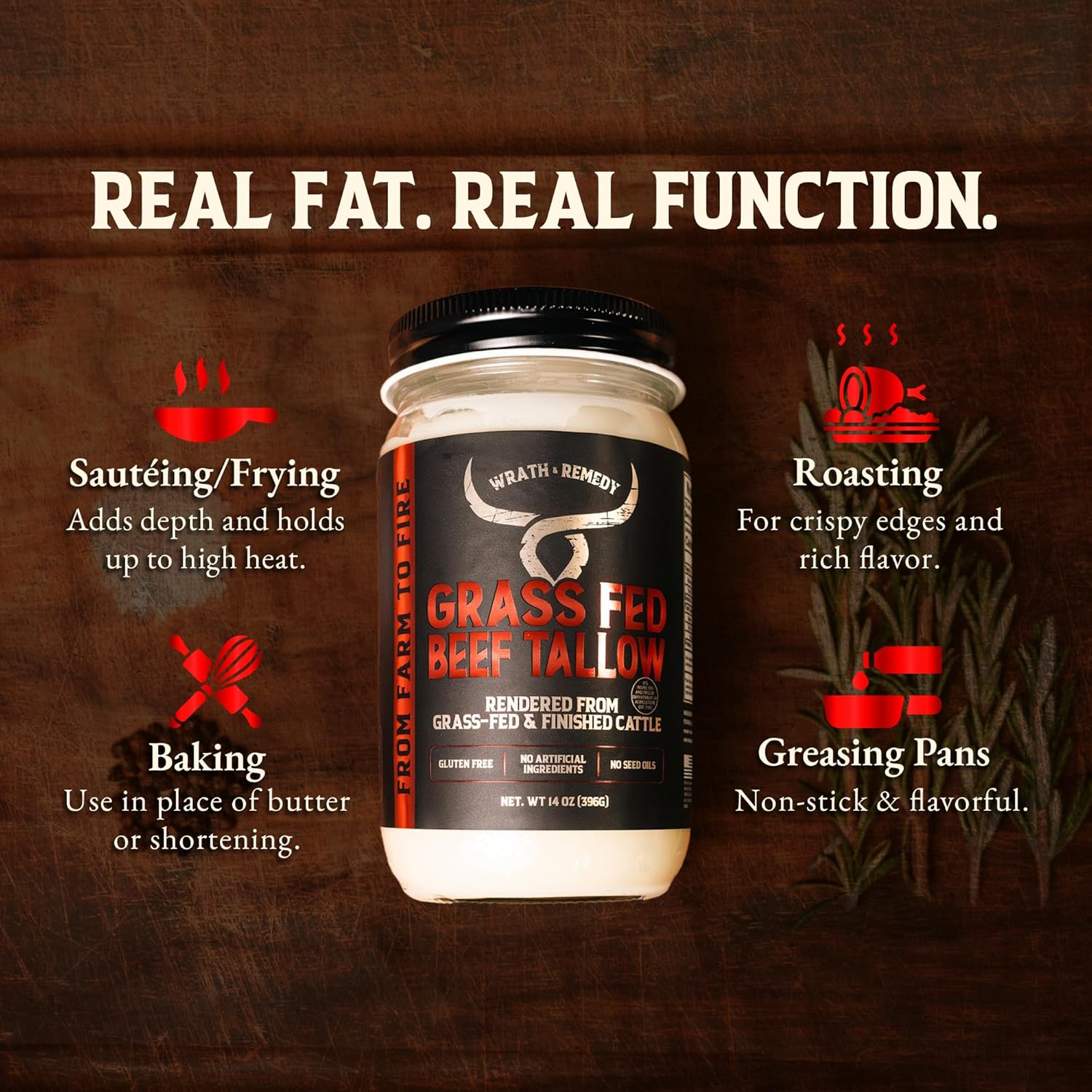 Wrath &amp; Remedy® 100% Grass-Fed Cooking Tallow